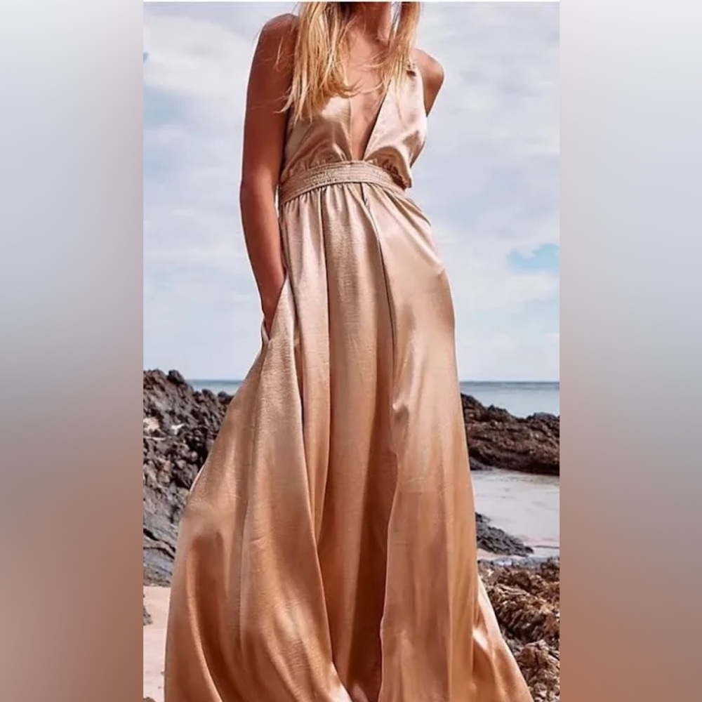 Free People Look Into the Sun Gold Maxi Dress size S